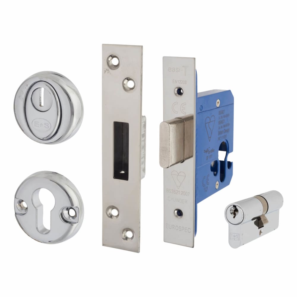 Hampstead BS3621 Euro Deadlock & Dbl Cylinder - 78mm Case - 57mm Backset - Square - Pol Stainless